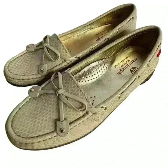 MARC JOSEPH NEW YORK womens Golf Genuine Leather Moccasin Gold Metallic Size 7 - Picture 7 of 11
